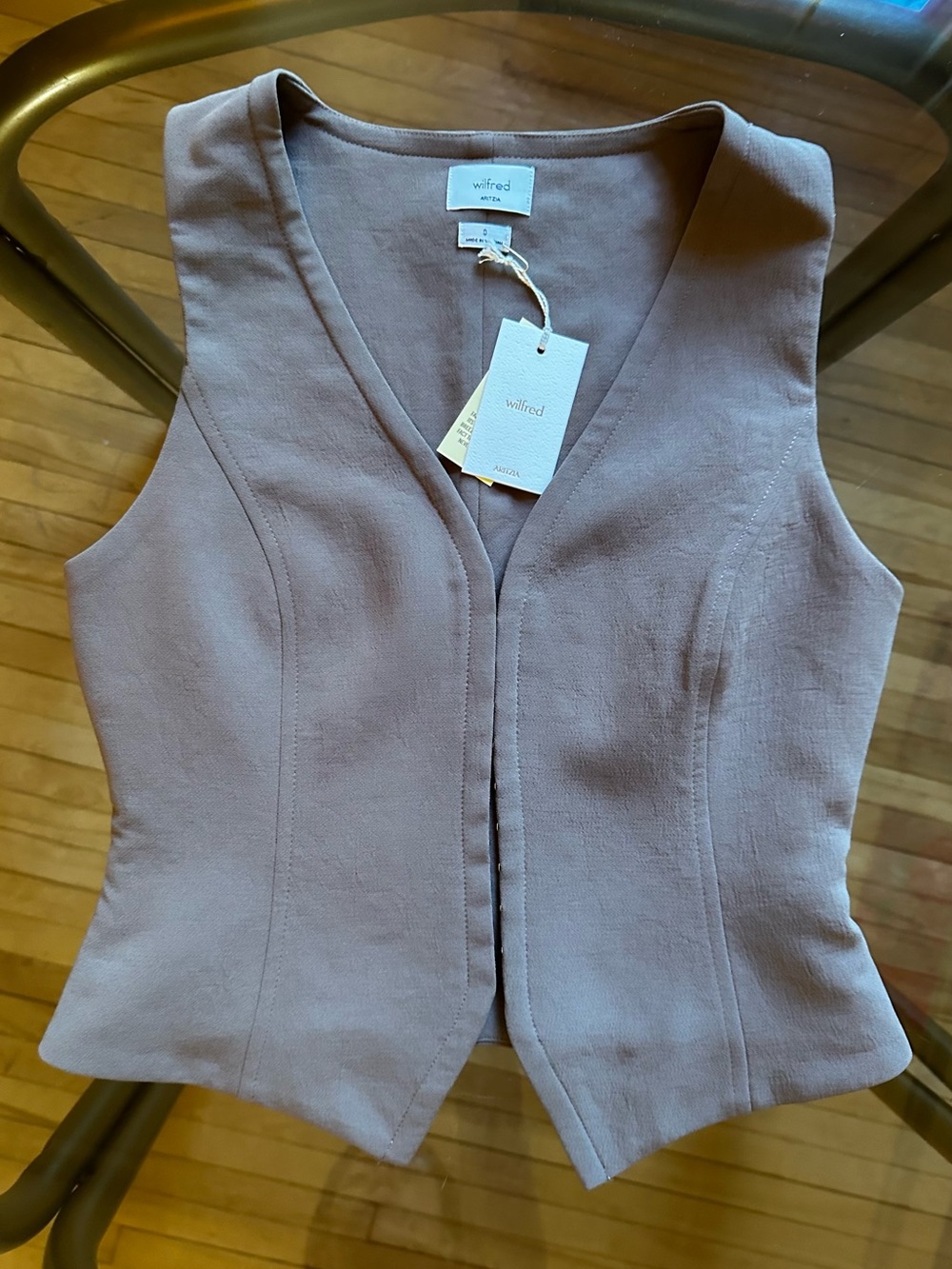 Wilfred Aritzia Attire Crepette Tailored Suit Vest - Cola Taupe / Size 0